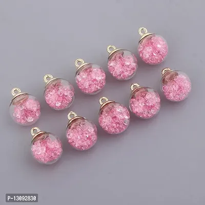 DYDU 10Pcs Crystal Glass Ball Charms Shiny Rhinestone Jewelry Pendant Pink (59023480DY)