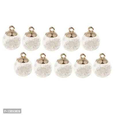 DYDU 10Pcs Crystal Glass Ball Charms Shiny Rhinestone Jewelry Pendant White (59023484DY)-thumb2