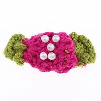 DYDU 5Pcs Handmade Crochet Flower Yarn Flower Appliques Sewing Crafts Rose Red (74009281DY)-thumb2