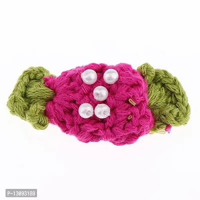 DYDU 5Pcs Handmade Crochet Flower Yarn Flower Appliques Sewing Crafts Rose Red (74009281DY)-thumb3