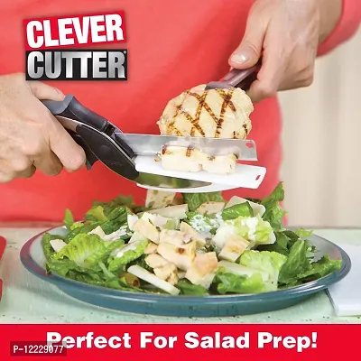 Trendy Clever Cutter 2 In 1 Food Chopper Slicer Dicer Vegetable Fruit Cutter Food Cutter Kitchen Scissors, Salad Chopper Vegetable Cutter With Built-In Cutting Board Easy Cutting-thumb4