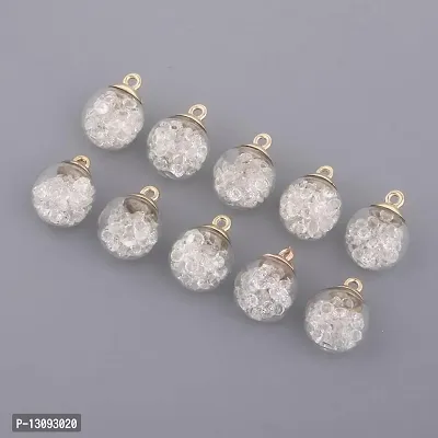 DYDU 10Pcs Crystal Glass Ball Charms Shiny Rhinestone Jewelry Pendant White (59023484DY)-thumb0