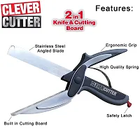 Trendy Clever Cutter 2 In 1 Food Chopper Slicer Dicer Vegetable Fruit Cutter Food Cutter Kitchen Scissors, Salad Chopper Vegetable Cutter With Built-In Cutting Board Easy Cutting-thumb1