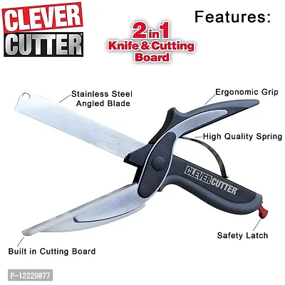 Trendy Clever Cutter 2 In 1 Food Chopper Slicer Dicer Vegetable Fruit Cutter Food Cutter Kitchen Scissors, Salad Chopper Vegetable Cutter With Built-In Cutting Board Easy Cutting-thumb2