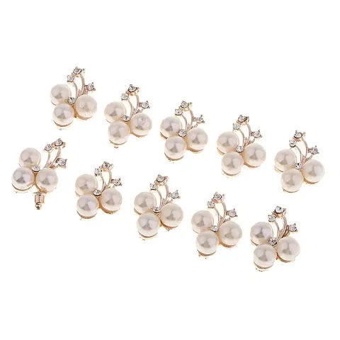 DYDU 10pcs Crystal Rhinestones Pearl Flower Buttons for Clothes, Bags, Shoes Jewelry Making Sew Craft Projects (59023346DY)