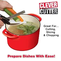 Trendy Clever Cutter 2 In 1 Food Chopper Slicer Dicer Vegetable Fruit Cutter Food Cutter Kitchen Scissors, Salad Chopper Vegetable Cutter With Built-In Cutting Board Easy Cutting-thumb2