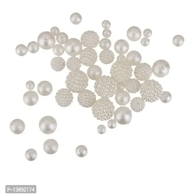 DYDU 50Pcs Assorted Size White ABS Pearl Rough Beads for Jewelry Craft Decoration (55000460DY)-thumb0