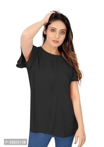 Elegant Black Rayon Solid Top For Women