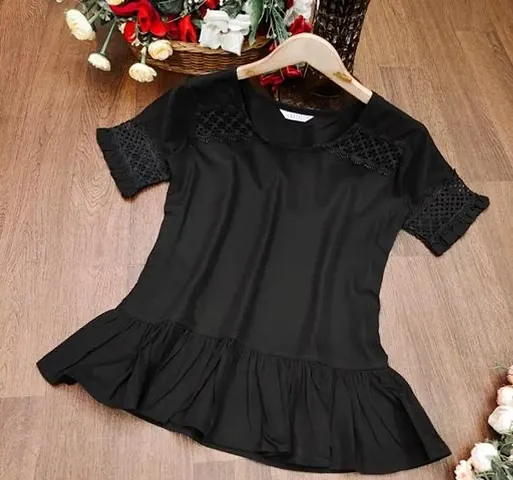 Elegant Crepe Embroidered Top For Women