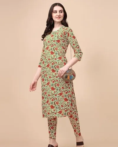 Stylish Crepe Printed Straight Kurta Pant Set