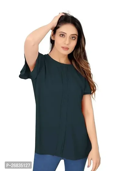 Elegant Blue Rayon Solid Top For Women