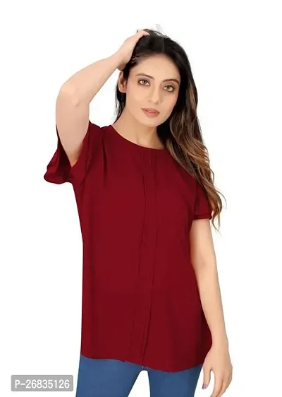 Elegant Maroon Rayon Solid Top For Women