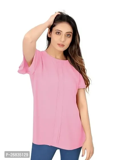 Elegant Pink Rayon Solid Top For Women