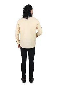 Ethnic Factory Irish Side Pintuck Short Kurta for Men Beige-thumb3