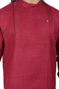 Ethnic Factory Irish Side Pintuck Short Kurta for Men Wine-thumb1