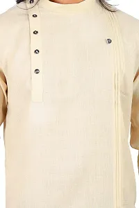 Ethnic Factory Irish Side Pintuck Short Kurta for Men Beige-thumb2