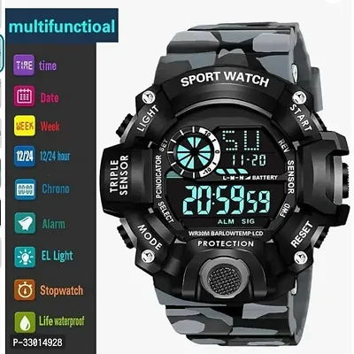 Classic Digital Sports Watch Silicone Strap Multi Function Waterproof-thumb0