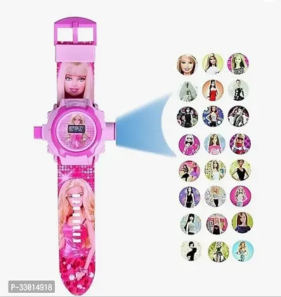 Classic Kids Edition Barbie Band Colour Barbie Pink Digital Watch With 24 Image Projection Boys Girls-thumb0