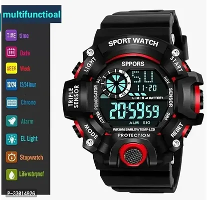 Classic Digital Sports Watch Silicone Strap Multi Function Waterproof-thumb0