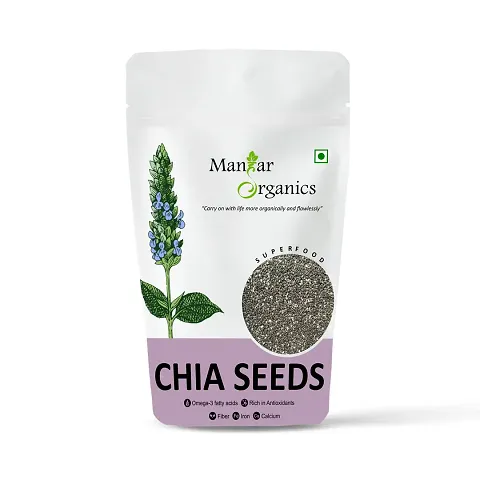 ManHar Organics Raw Premium Chia Seeds With Omega 3 and Fiber 250gm | For Weight Loss Management | For Eating | Calcium and Protein Rich Seeds |