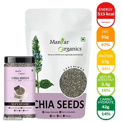 ManHar Organics Raw Premium Chia Seeds With Omega 3 and Fiber 250gm | For Weight Loss Management | For Eating | Calcium and Protein Rich Seeds |-thumb5