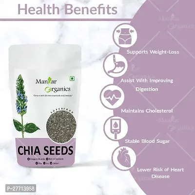 ManHar Organics Raw Premium Chia Seeds With Omega 3 and Fiber 250gm | For Weight Loss Management | For Eating | Calcium and Protein Rich Seeds |-thumb2