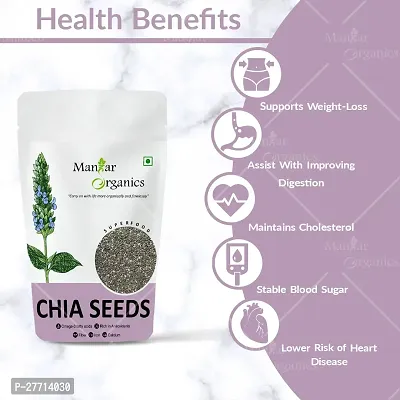 ManHar Organics Raw Premium Chia Seeds With Omega 3 and Fiber 500gm | For Weight Loss Management | For Eating | Calcium and Protein Rich Seeds |-thumb2