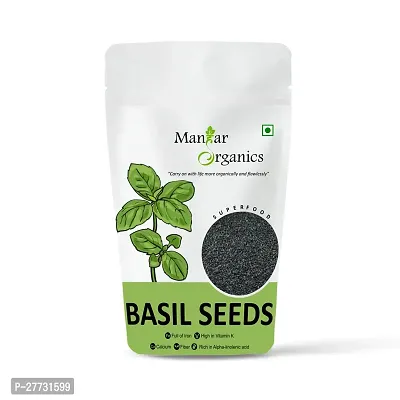 ManHar Organics Raw Basil Seeds 250gm| Sabja Seeds for Weight Loss | Tukmaria Seeds | Seeds for Eating-thumb0