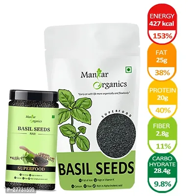 ManHar Organics Raw Basil Seeds 250gm| Sabja Seeds for Weight Loss | Tukmaria Seeds | Seeds for Eating-thumb2