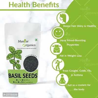 ManHar Organics Raw Basil Seeds 250gm| Sabja Seeds for Weight Loss | Tukmaria Seeds | Seeds for Eating-thumb3