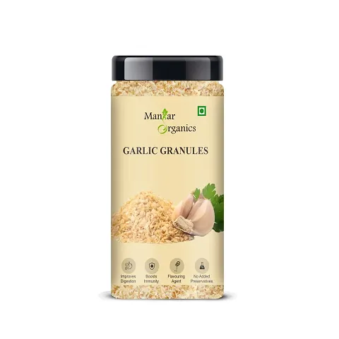 ManHar Organics Dehydrated Garlic Granules (Lahsun) Jar 125gm- | Crushed Dried Garlic Flakes |