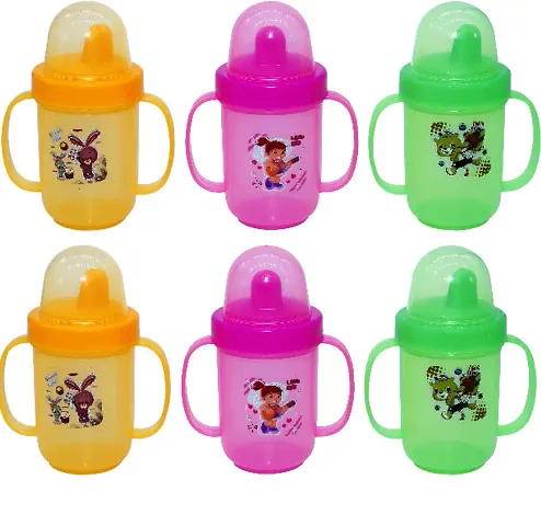 Antic Baby Feeding sipper Bottle with Handle - 250 ml - 6pcs