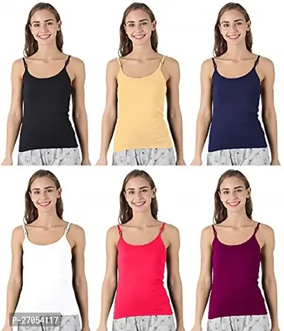 Classic Cotton Solid Camisole for Women, Pack of 6-thumb0