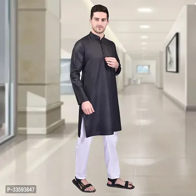 Reliable Cotton Solid Knee Length Kurta For Men-thumb3