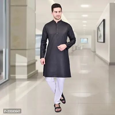 Reliable Cotton Solid Knee Length Kurta For Men-thumb0