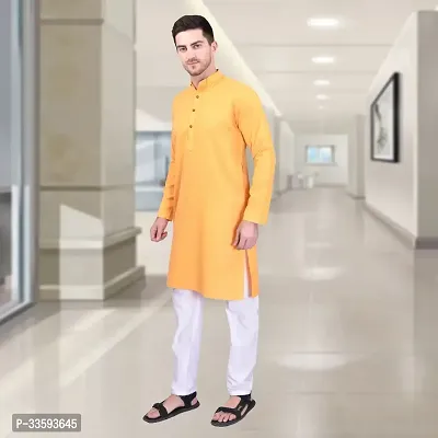 Reliable Cotton Solid Knee Length Kurta For Men-thumb3