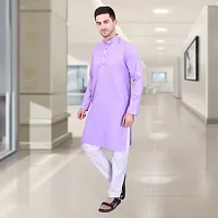 Reliable Cotton Solid Knee Length Kurta For Men-thumb2