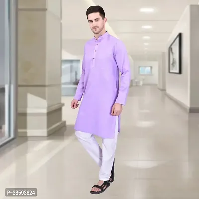 Reliable Cotton Solid Knee Length Kurta For Men-thumb3