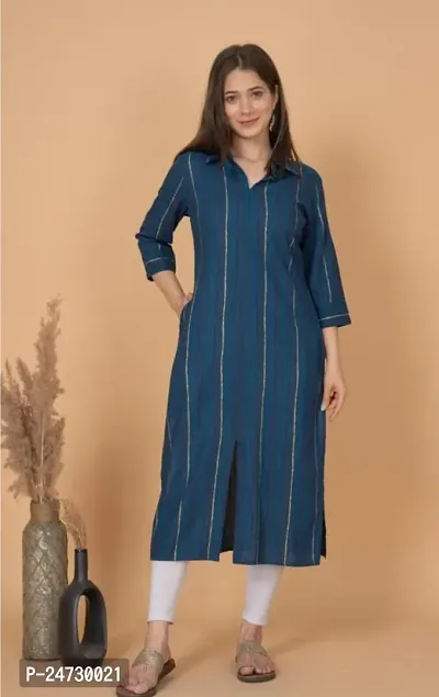 Elegant Teal Rayon Self Design Kurta For Women-thumb0