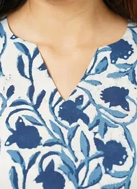 Elegant Blue Rayon Printed Short Kurta For Women-thumb1