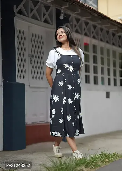 Beautiful Floral Print Rayon Dress For Women