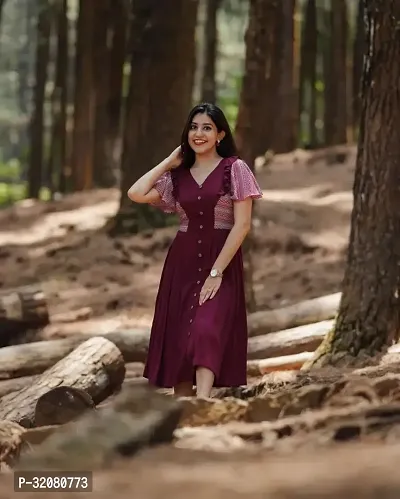 Stylish Maroon Printed Viscose Rayon Dress