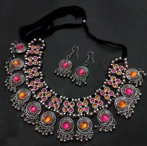 TET necklace for girls(oxidized silver)