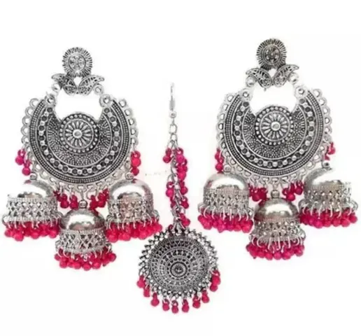 Stylish Earrings With Mangtika Set