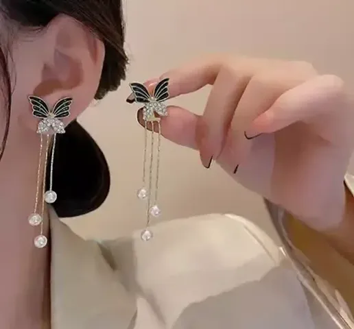 Onuyx Earrings For Women Girls Korean Western Fancy stylish latest 2 in 1 Studs / Pearl Drop Earrings