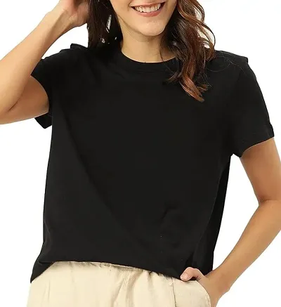 LAZYCHUNKS Women's Regular T-Shirt | Cotton Tshirt for Women | Girls Tshirt