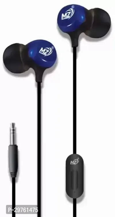 Mz Blue Earphone Inear Wired Earphone With Mic And Deep Bass Hd Sound Mobile Wired Headset Blue In The Ear-thumb0