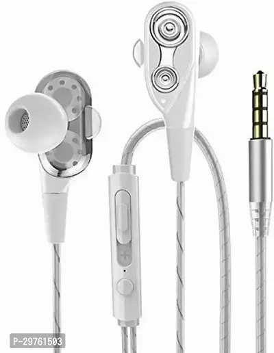 Double Speaker Wired Earbuds In Ear Headphones With Microphone Earphones Wired Headset White In The Ear