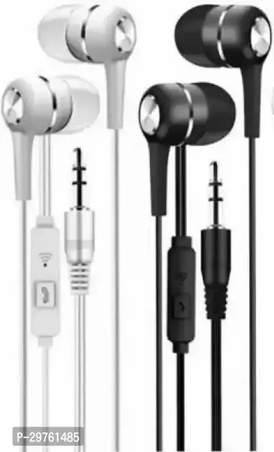 Combo Pack Of 2 Headset Madeinindia Headset Headphone With Mic Wired Headset White Black In The Ear-thumb0