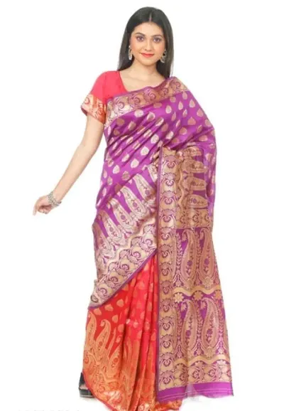 Multicoloured Banarasi Silk Saree with Blouse Piece